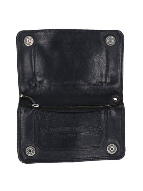 Chrome Hearts Floral Button Leather Wallet with Cross Patch